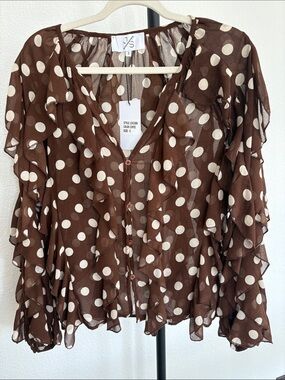 JS Millenium Sheer Ruffled Top NWT Size S